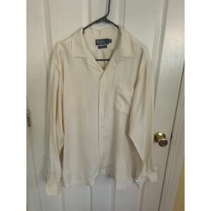 Polo Ralph Lauren Caldwell Ivory Loop Collar Long Sleeve Silk/Linen Size Large